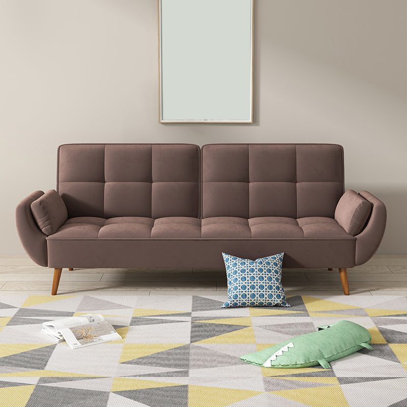 Contemporary Faux Leather and Velvet Reclining Convertible Settee Couch