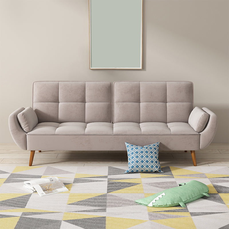 Contemporary Faux Leather and Velvet Reclining Convertible Settee Couch