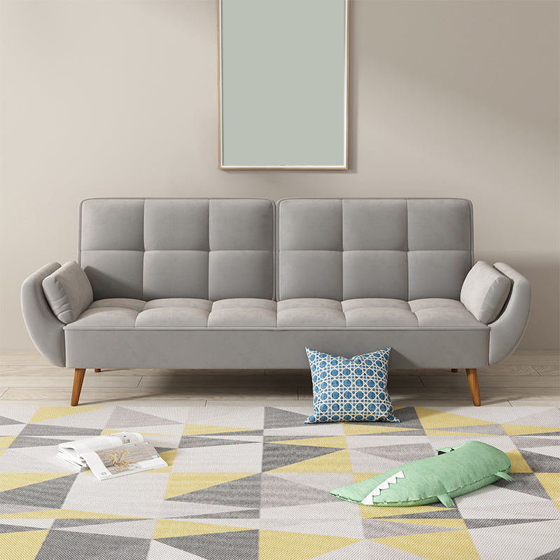 Contemporary Faux Leather and Velvet Reclining Convertible Settee Couch