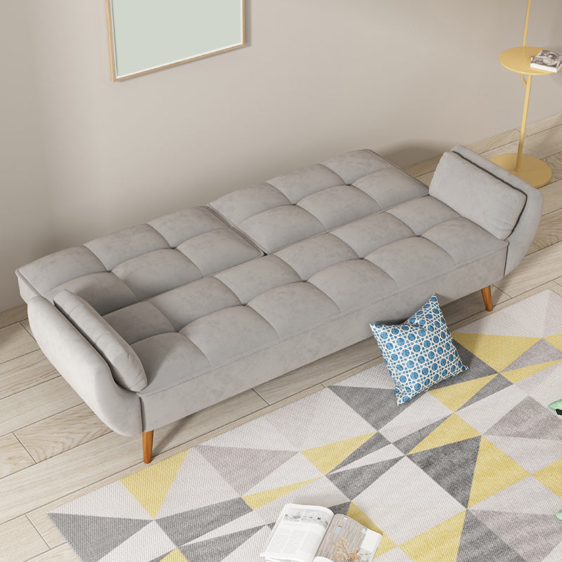 Contemporary Faux Leather and Velvet Reclining Convertible Settee Couch