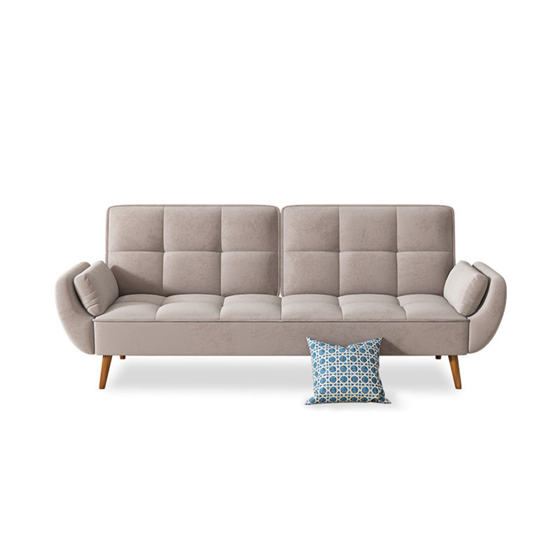 Contemporary Faux Leather and Velvet Reclining Convertible Settee Couch