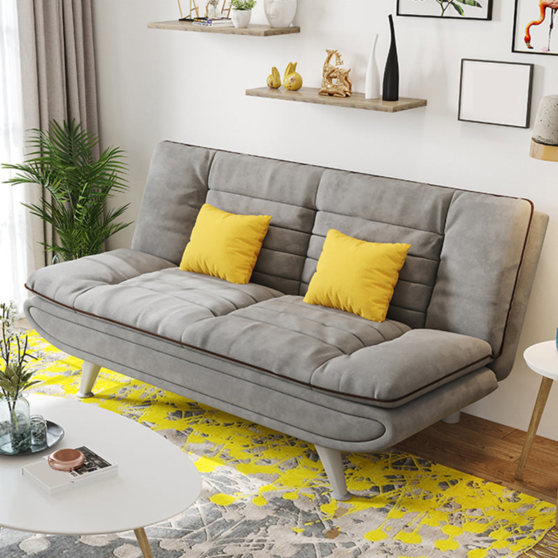 Contemporary Faux Leather and Velvet Reclining Convertible Settee Couch
