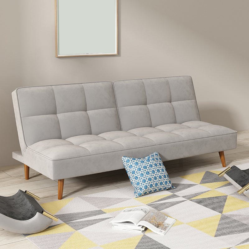 Contemporary Faux Leather and Velvet Reclining Convertible Settee Couch
