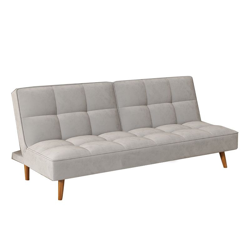 Contemporary Faux Leather and Velvet Reclining Convertible Settee Couch