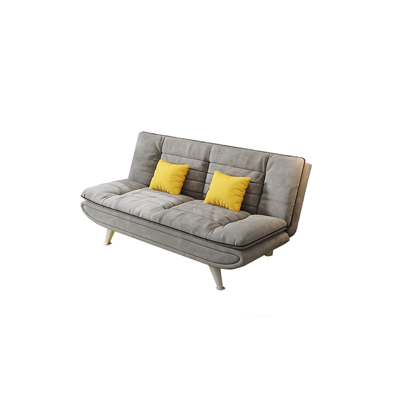 Contemporary Faux Leather and Velvet Reclining Convertible Settee Couch