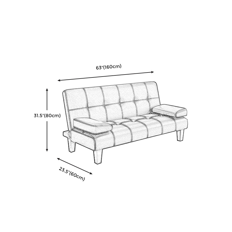 Contemporary Faux Leather and Velvet Reclining Convertible Settee Couch