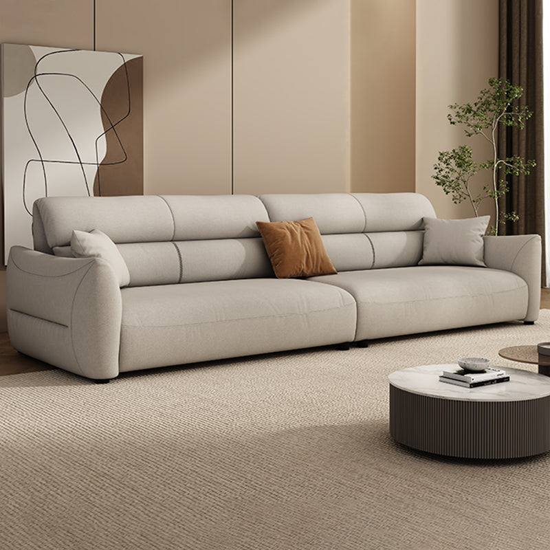 Stain Resistant Stationary Faux Leather Living Room Square Arm Sewn Pillow Back Sofa