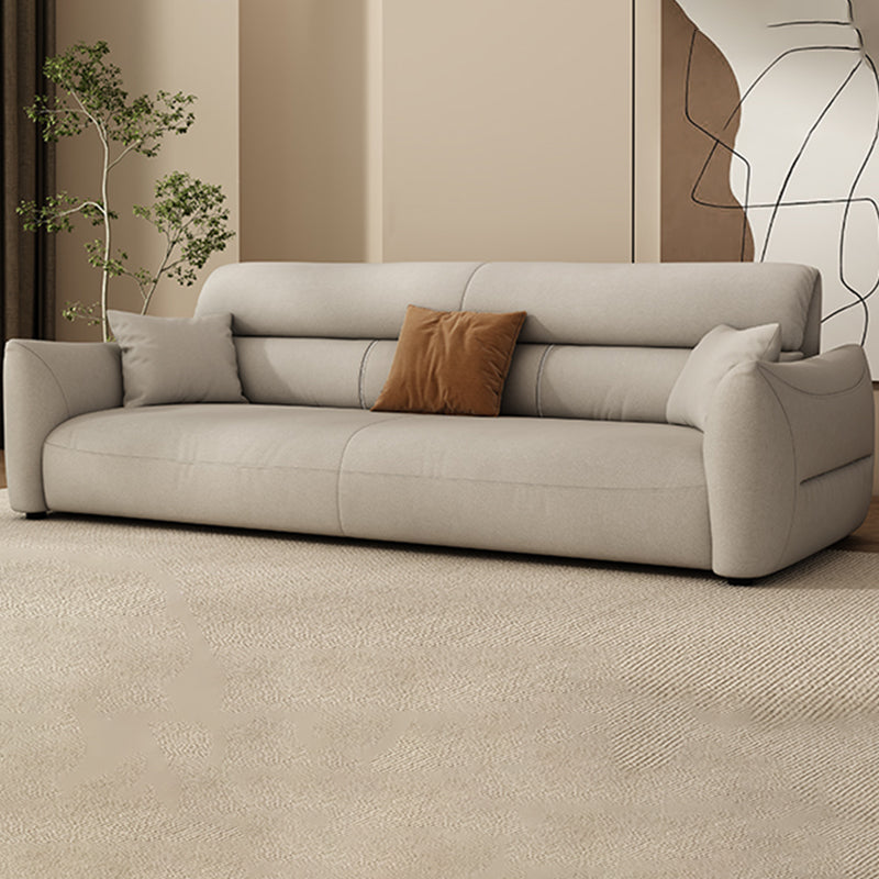 Stain Resistant Stationary Faux Leather Living Room Square Arm Sewn Pillow Back Sofa