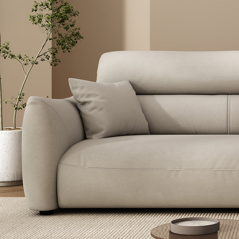 Stain Resistant Stationary Faux Leather Living Room Square Arm Sewn Pillow Back Sofa