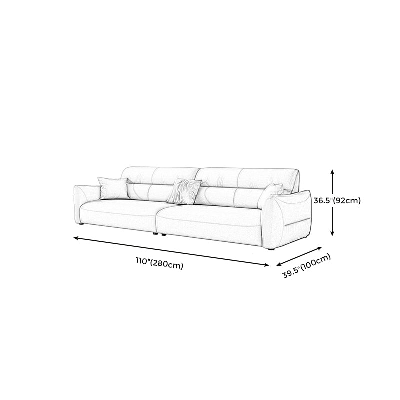 Stain Resistant Stationary Faux Leather Living Room Square Arm Sewn Pillow Back Sofa
