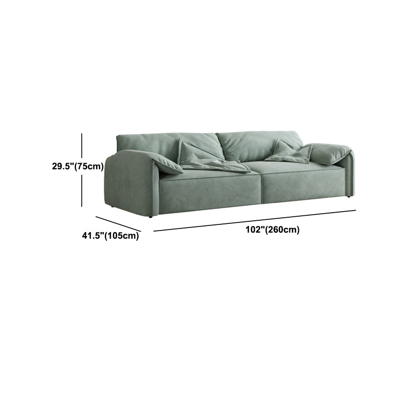 Stationary Living Room Pillow Top Arm Standard Cushions Green Sofa