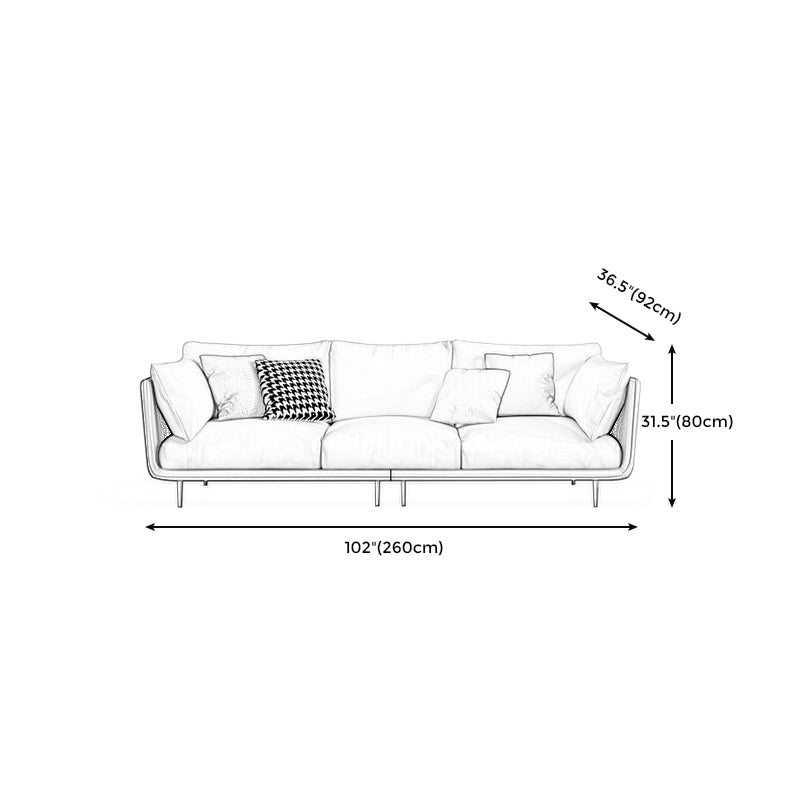 Stationary Stain Resistant Leather Living Room Pillow Top Arm Seating