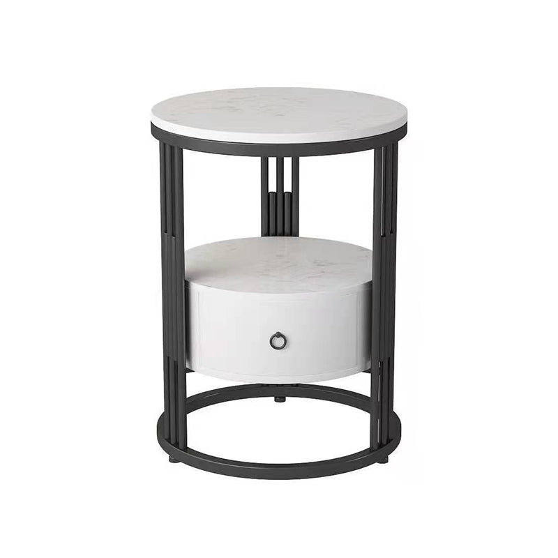 19.69" W x 19.69"D x  21.65" H End Table  Round Stone Side Table with Storage