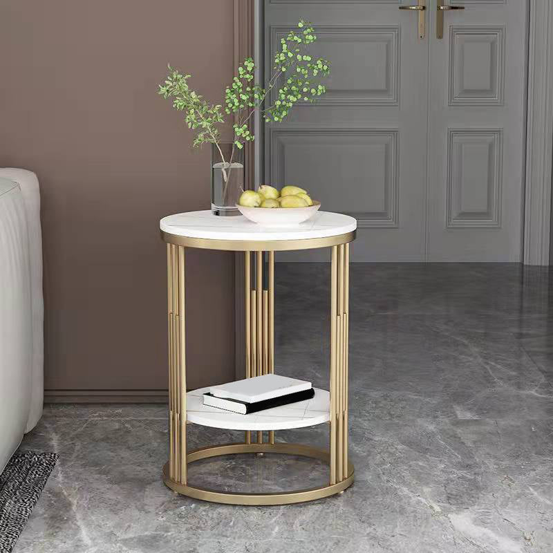 19.69" W x 19.69"D x  21.65" H End Table  Round Stone Side Table with Storage