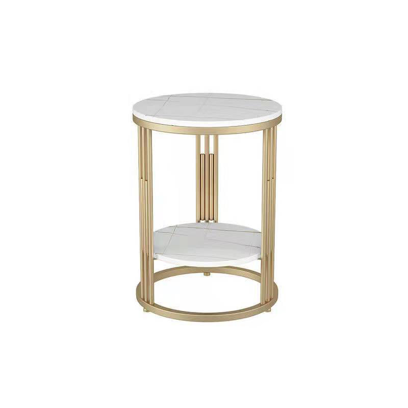 19.69" W x 19.69"D x  21.65" H End Table  Round Stone Side Table with Storage