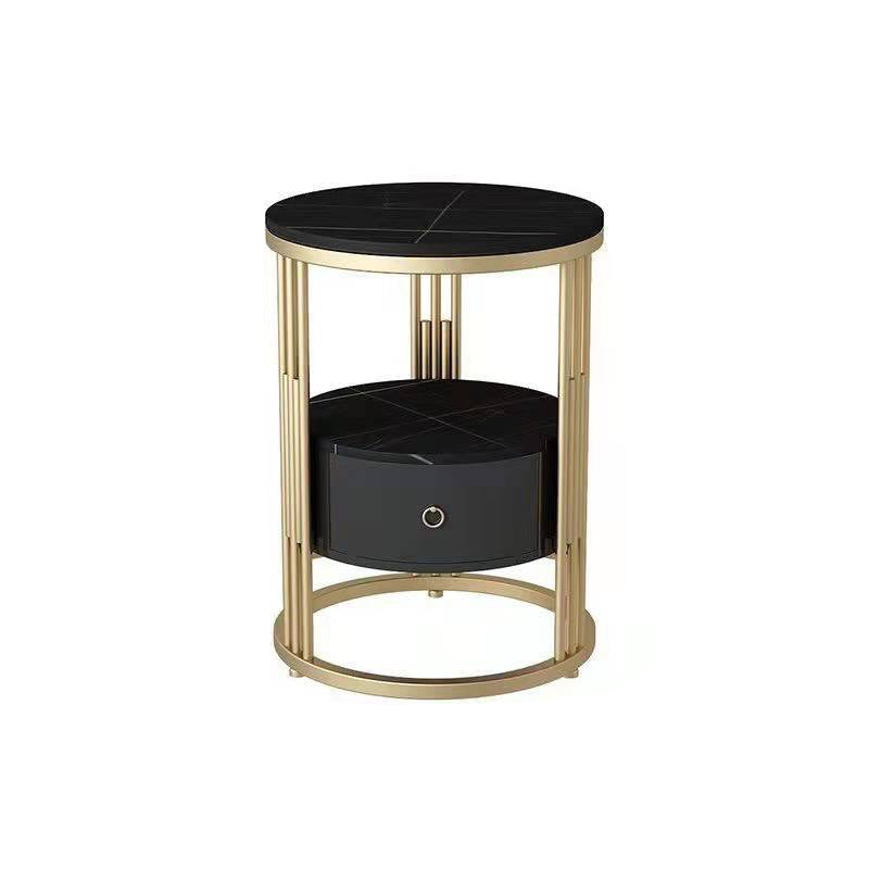 19.69" W x 19.69"D x  21.65" H End Table  Round Stone Side Table with Storage