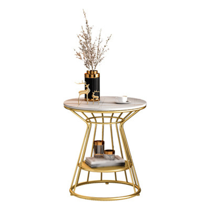 Mid-Century Stone End Table 19.69" W x 19.69" x D 21.65" H Frame Side Table