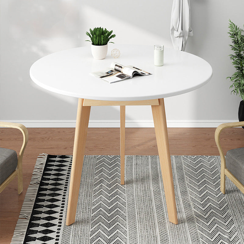Wood Living Room Side Table Round 3 Legs End Table in White/Natural