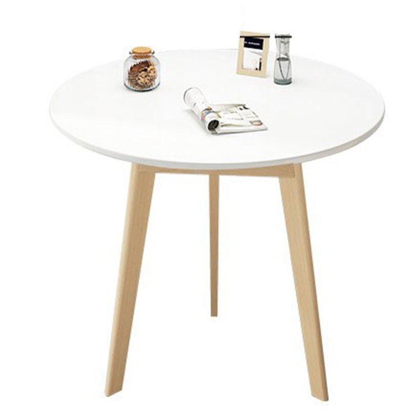 Wood Living Room Side Table Round 3 Legs End Table in White/Natural