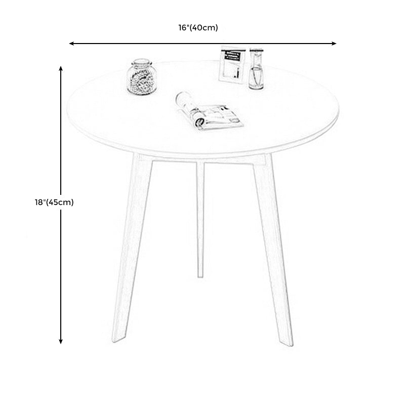 Wood Living Room Side Table Round 3 Legs End Table in White/Natural
