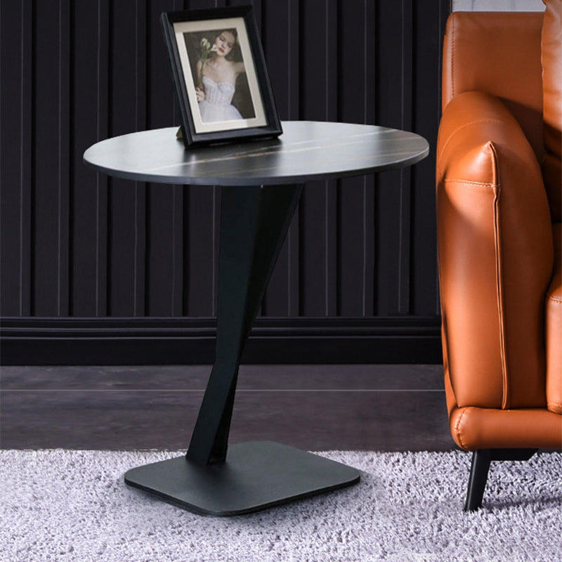 Pedestal Base Design Rock Plate Top White/black/white Gold/black Gold Round Side Table