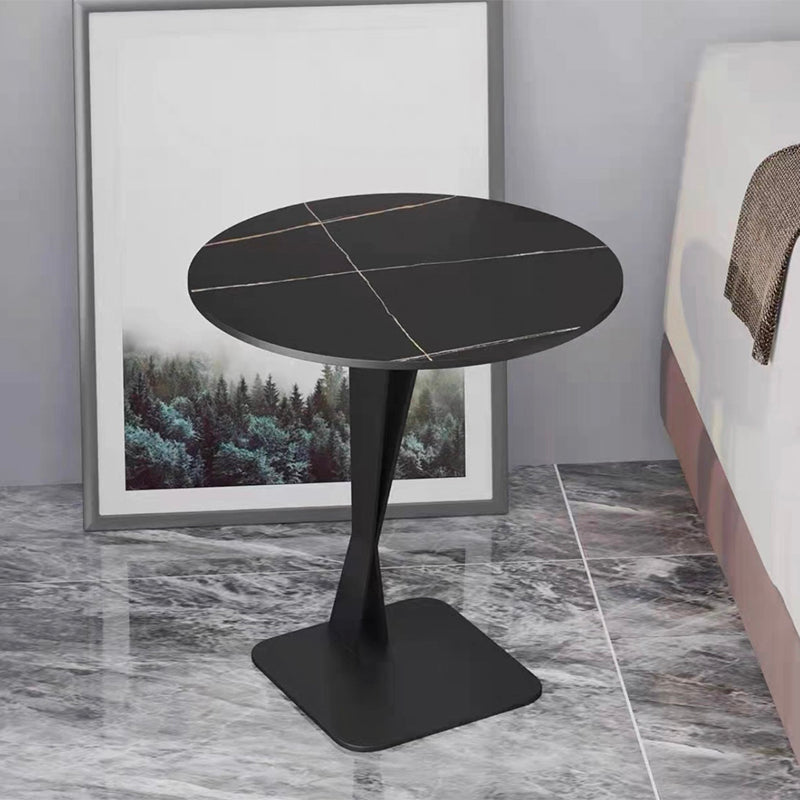 Pedestal Base Design Rock Plate Top White/black/white Gold/black Gold Round Side Table