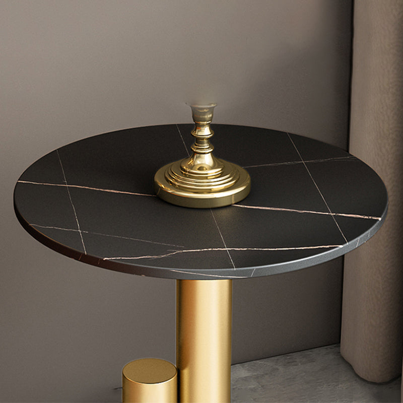 Modern Style Metal Base Slate Top Grey/black Gold/white Round Side Table