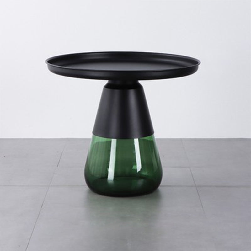 Modern Style Metal Desktop Glass Base Can Be Stored Round Side Table