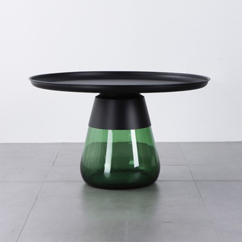 Modern Style Metal Desktop Glass Base Can Be Stored Round Side Table