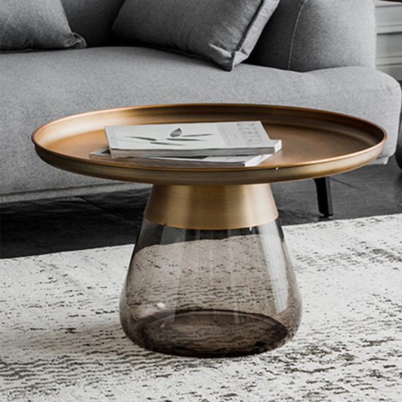 Modern Style Metal Desktop Glass Base Can Be Stored Round Side Table
