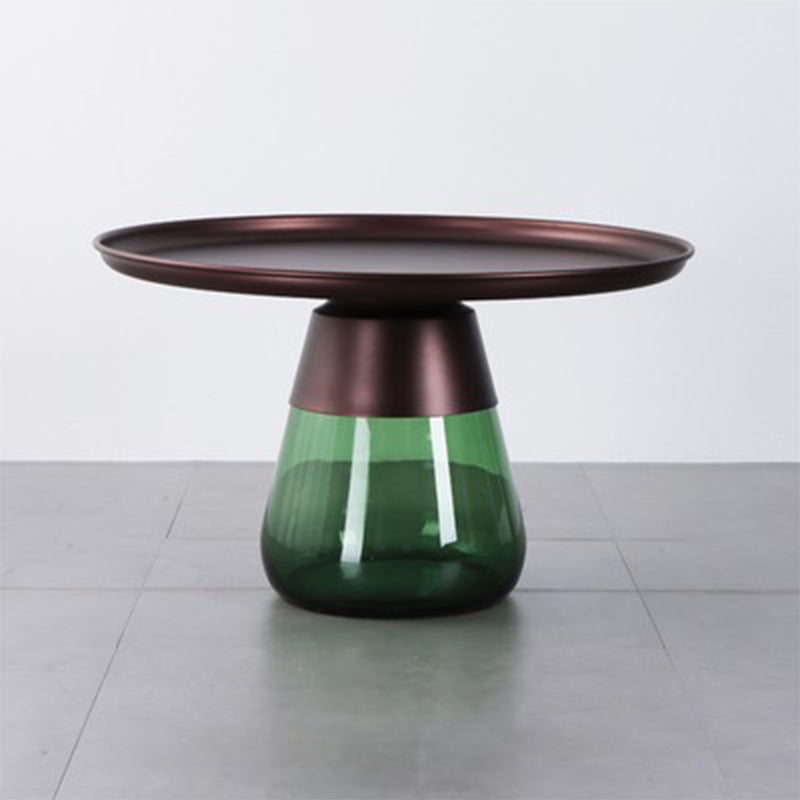 Modern Style Metal Desktop Glass Base Can Be Stored Round Side Table