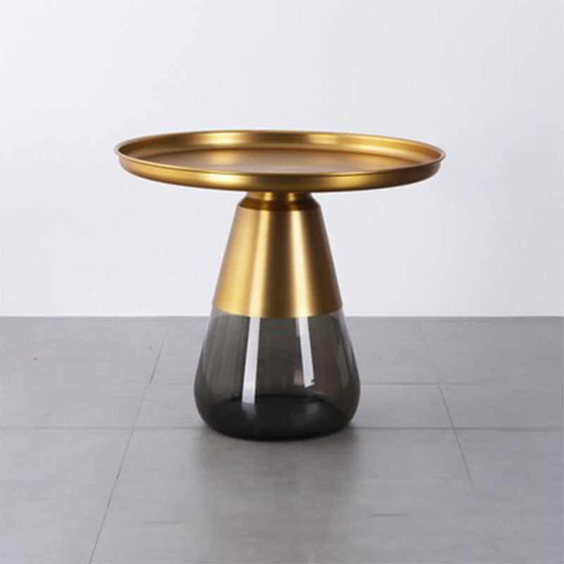 Modern Style Metal Desktop Glass Base Can Be Stored Round Side Table