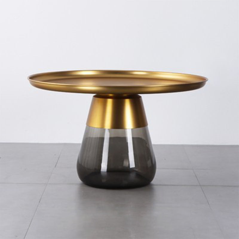 Modern Style Metal Desktop Glass Base Can Be Stored Round Side Table