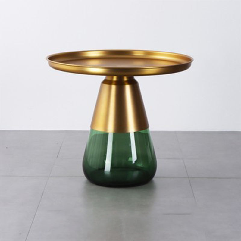 Modern Style Metal Desktop Glass Base Can Be Stored Round Side Table