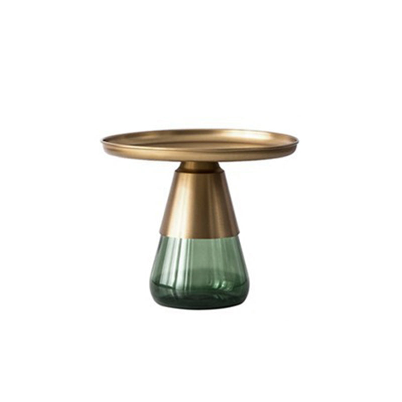 Modern Style Metal Desktop Glass Base Can Be Stored Round Side Table