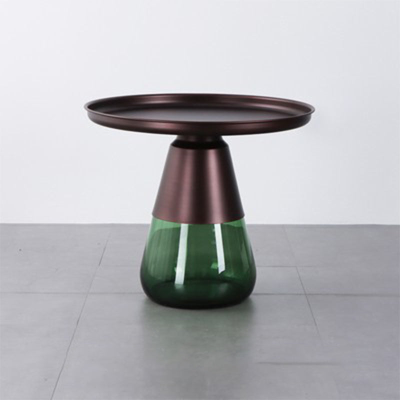 Modern Style Metal Desktop Glass Base Can Be Stored Round Side Table