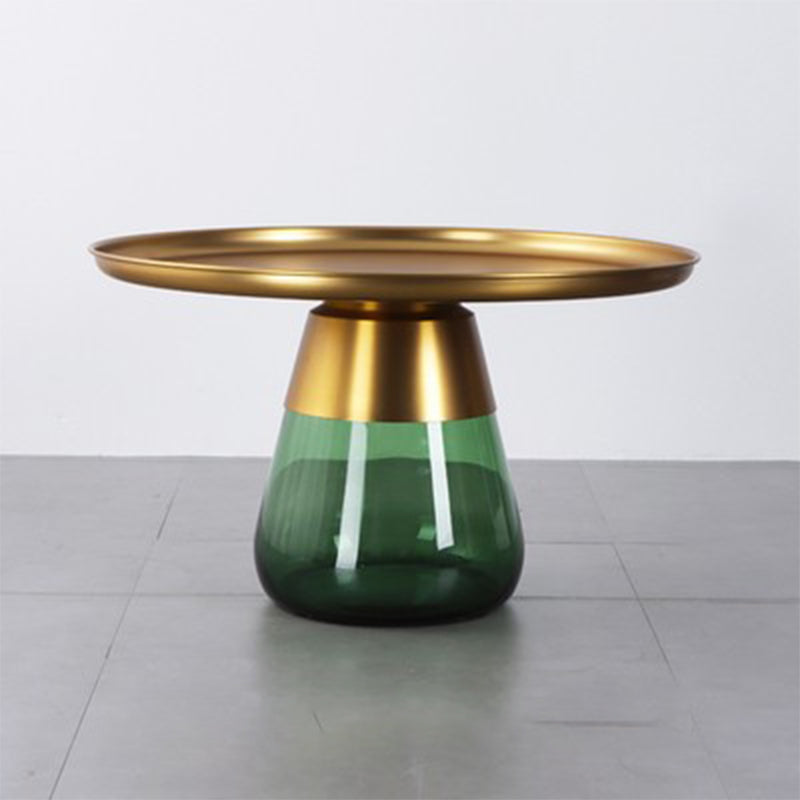 Modern Style Metal Desktop Glass Base Can Be Stored Round Side Table