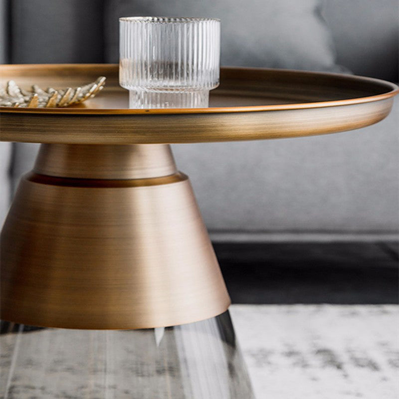 Modern Style Metal Desktop Glass Base Can Be Stored Round Side Table