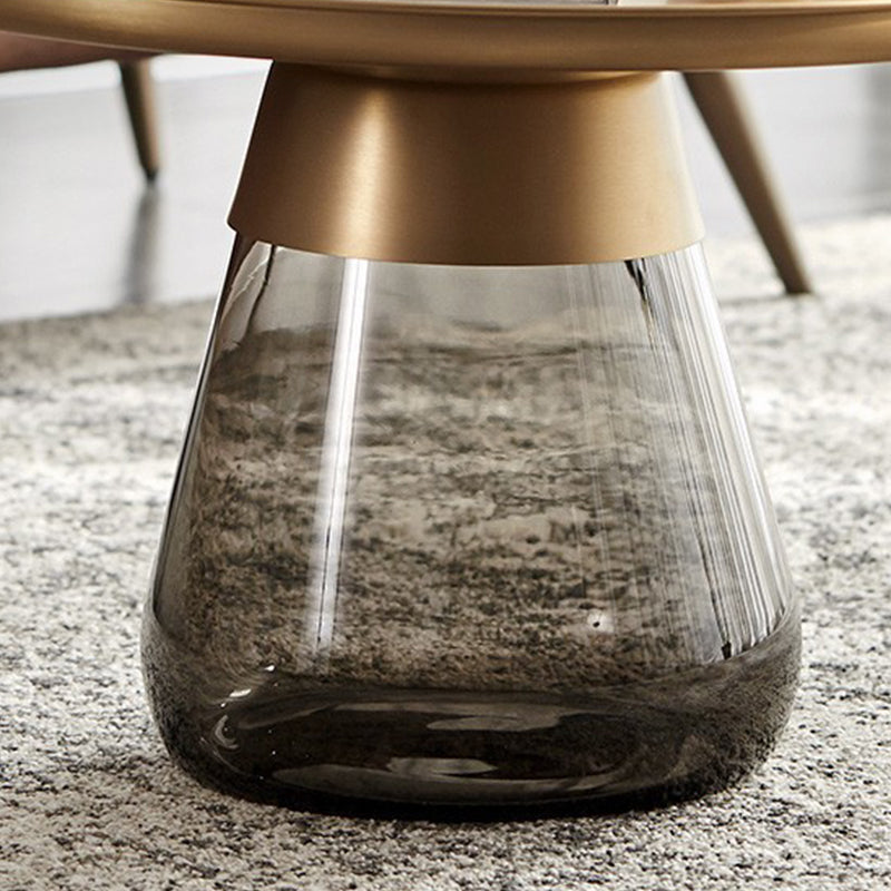 Modern Style Metal Desktop Glass Base Can Be Stored Round Side Table