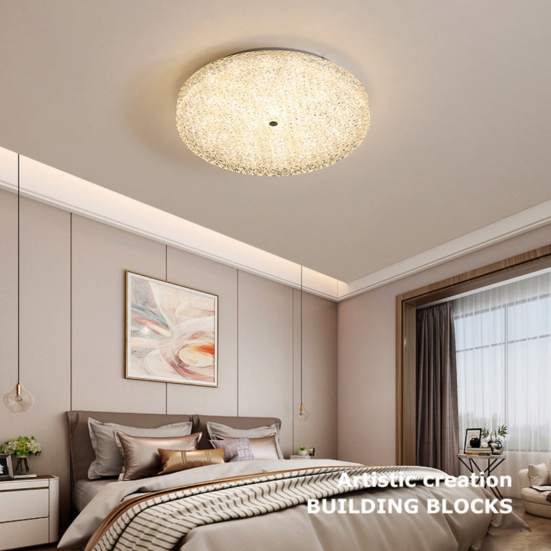Modern LED Ceiling Mount Light Close to Ceiling Lamp with Glass Shade for Living Room