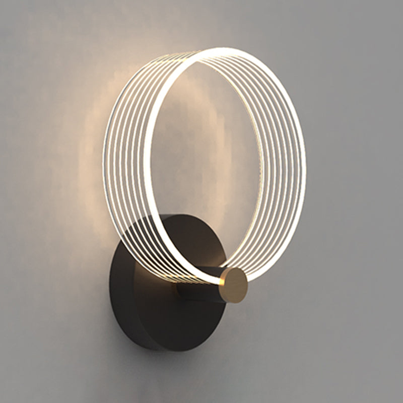 Geometry Shape Metal Wall Lighting Idea Modern Style 1 Light Wall Mounted Lamp in Black