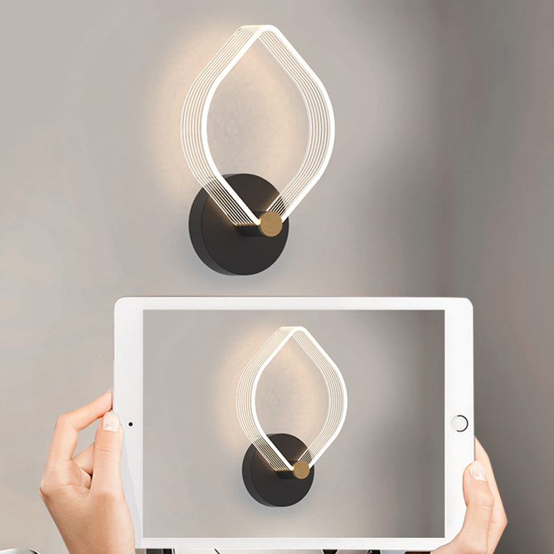 Geometry Shape Metal Wall Lighting Idea Modern Style 1 Light Wall Mounted Lamp in Black