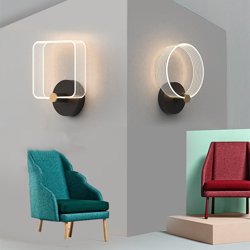 Geometry Shape Metal Wall Lighting Idea Modern Style 1 Light Wall Mounted Lamp in Black