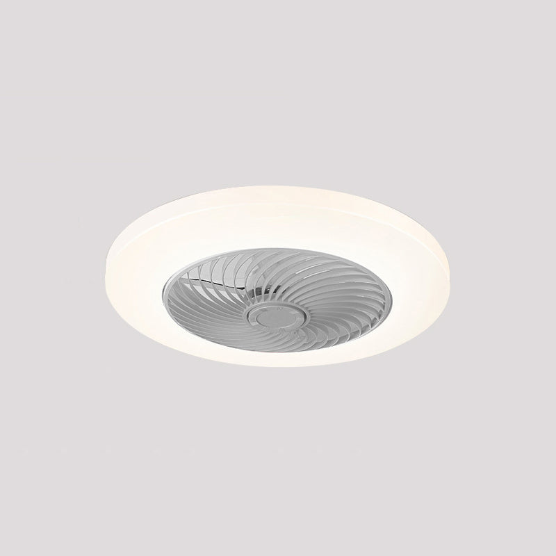 1-Light Round Flush Mount Lamp Modern Style Metal Fan Ceiling Lighting