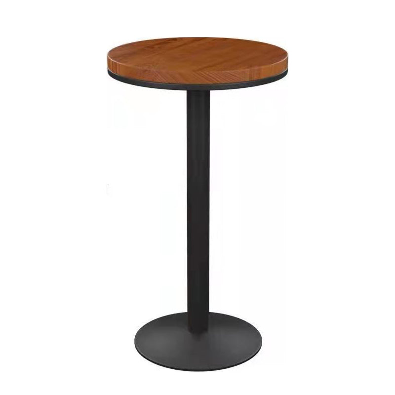 Solid Wood Top Bar Dining Table Industrial Bar Dining Table with Black Base