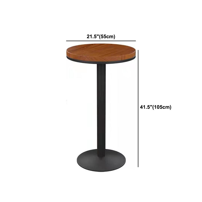 Solid Wood Top Bar Dining Table Industrial Bar Dining Table with Black Base