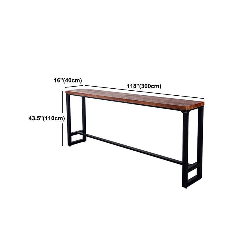Solid Wood Top Bar Dining Table Industrial Bar Dining Table with Black Base
