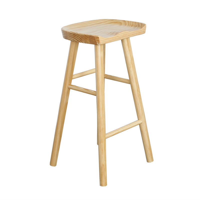 Contemporary Solid Wood Barstool Coffee Shop Bar Stool with Pedal