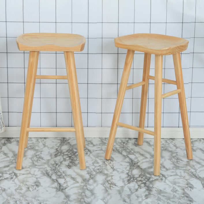 Contemporary Solid Wood Barstool Coffee Shop Bar Stool with Pedal