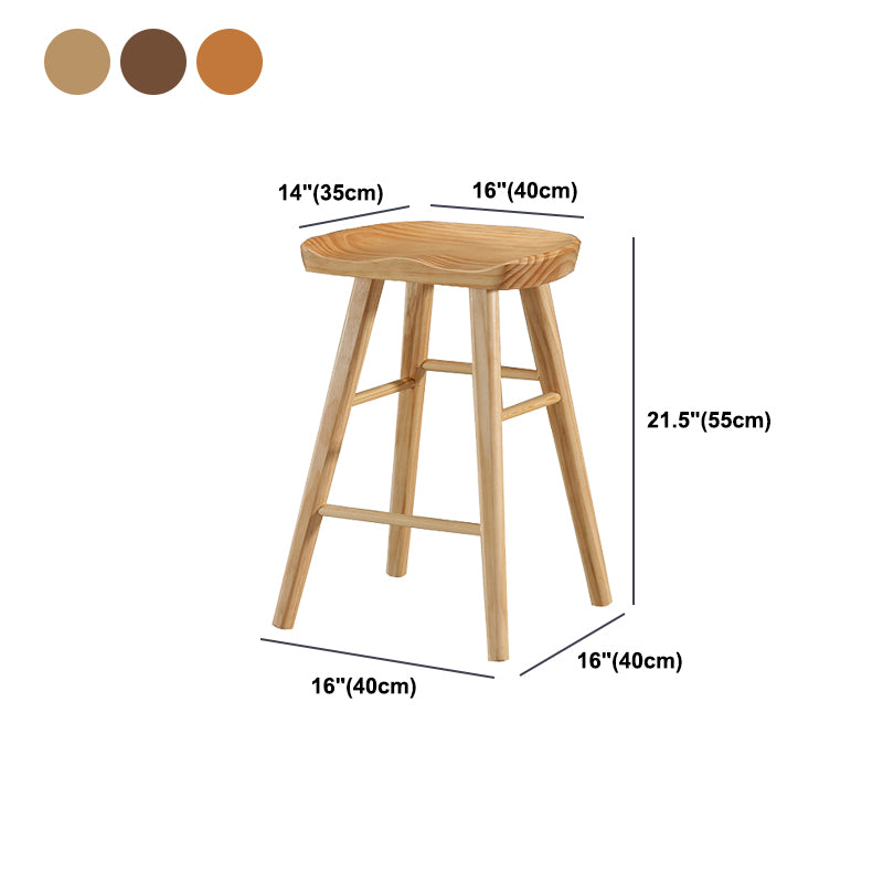 Coffee Shop Contemporary Wood Seat Barstool Wood 4 Legs Bar Stool with Pedal